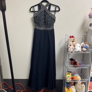 Sophisticated Black and Silver Evening Gown